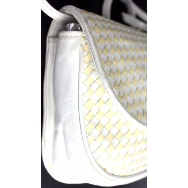 Fendi Pursesdesigner Purses Taupe And Ivory Woven Leather Shoulder Bag