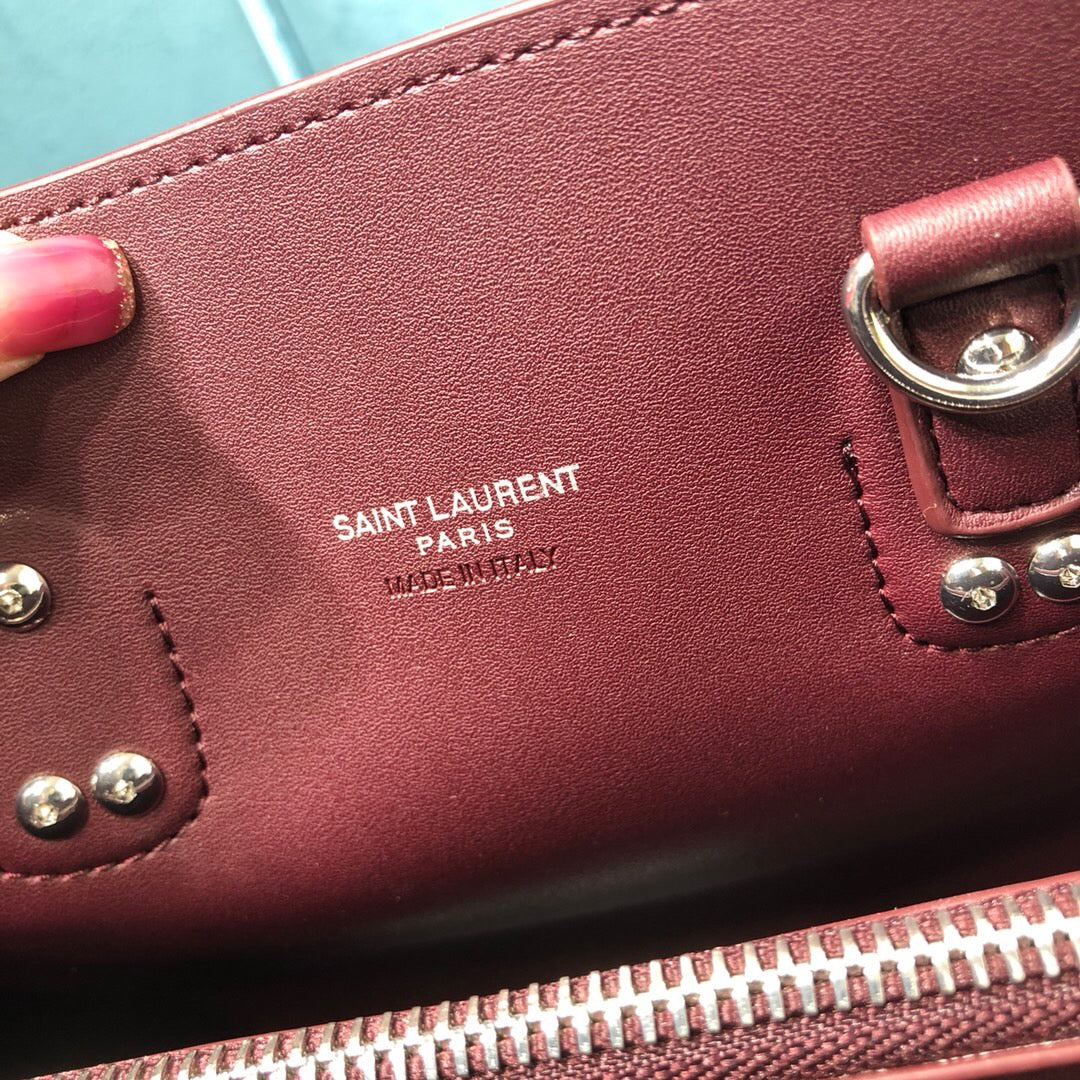 Yves Saint Laurent Sac De Jour Baby In Shiny Burgundy Luxury Handbag