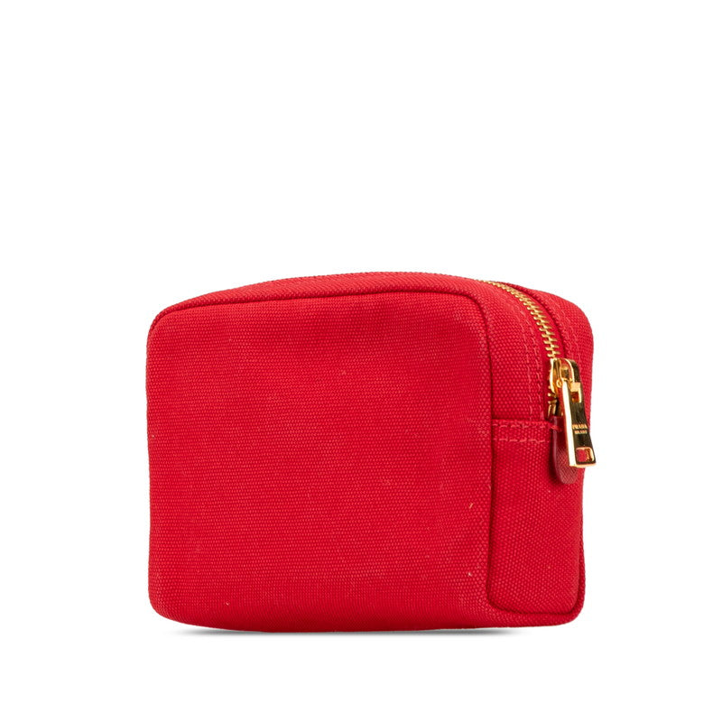Prada Canapa Logo Canvas Leather Pouch