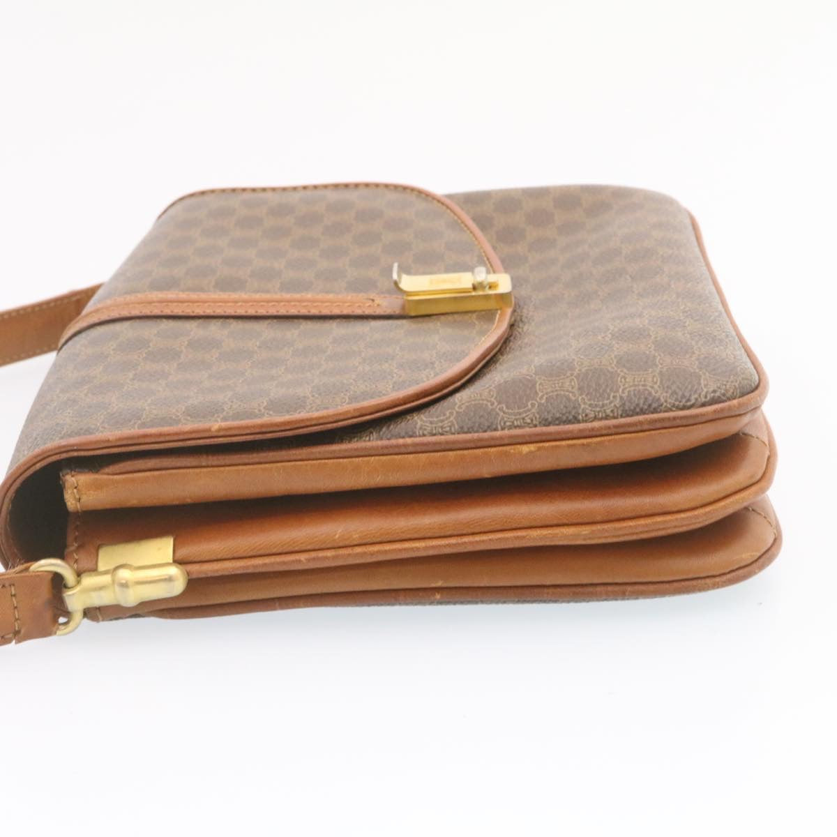 Luxury CELINE Macadam Canvas Shoulder Bag PVC Leather Brown ai095