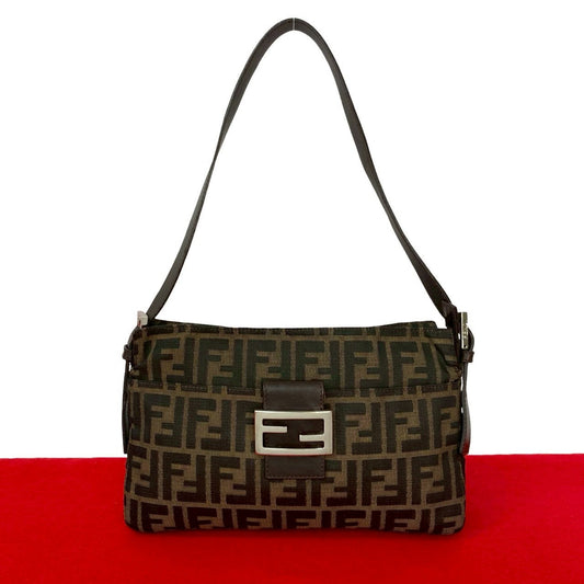 Fendi Zucca Canvas Leather Shoulder Bag