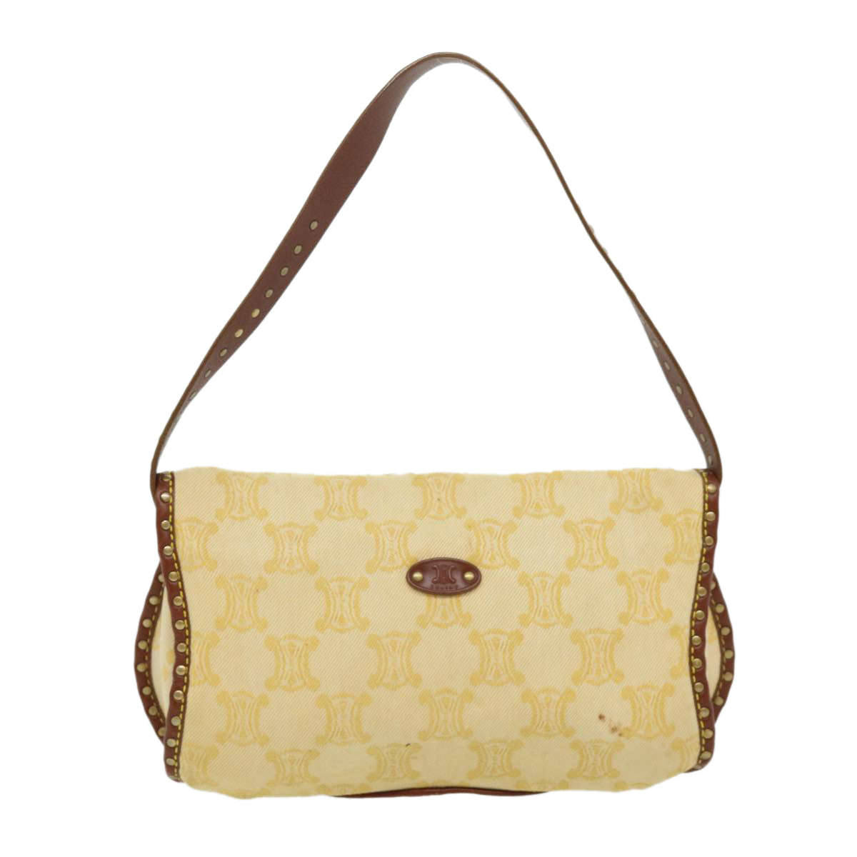 Luxury CELINE Paris Macadam Canvas Shoulder Bag Beige am3138