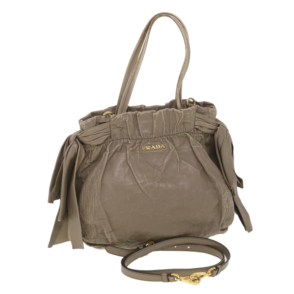 Prada Hand Bag Leather 2way Gray