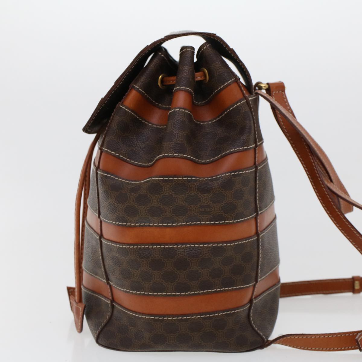 Luxury CELINE Macadam Canvas Backpack PVC Leather Brown am4403