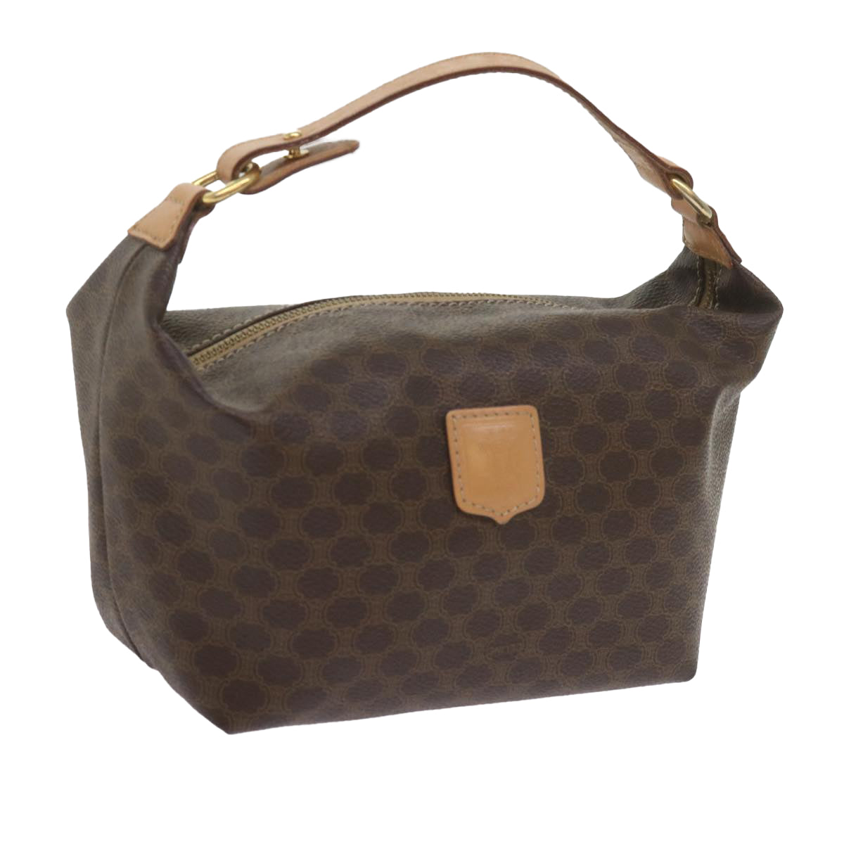 Luxury CELINE Macadam Canvas Hand Bag PVC Leather Brown am5353