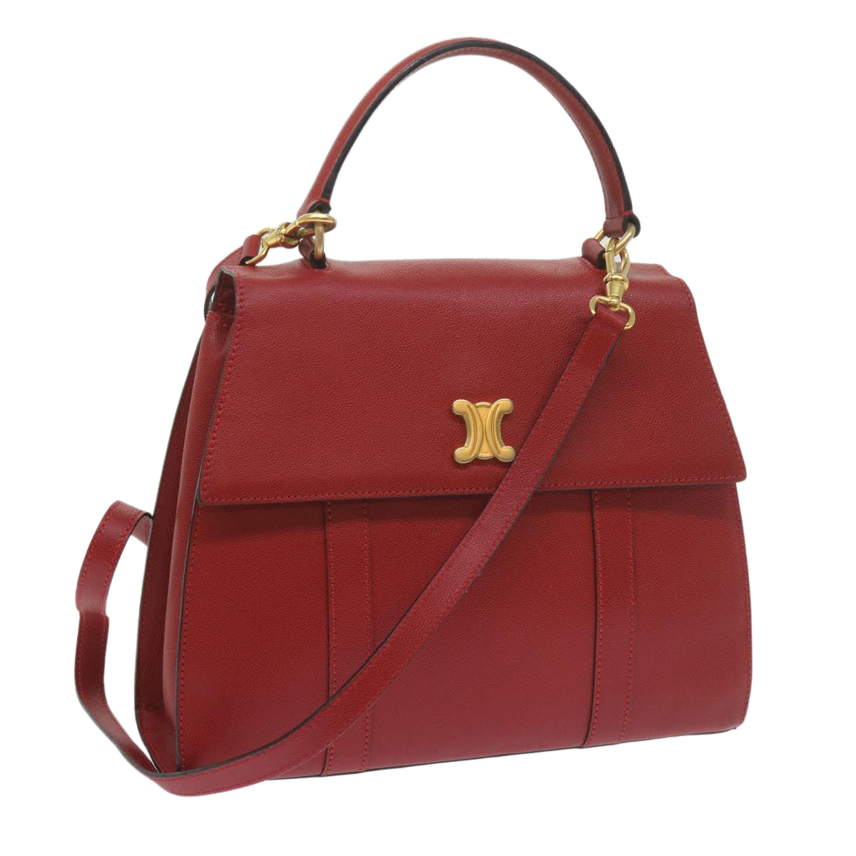 Luxury CELINE Hand Bag Leather 2way Red am5388
