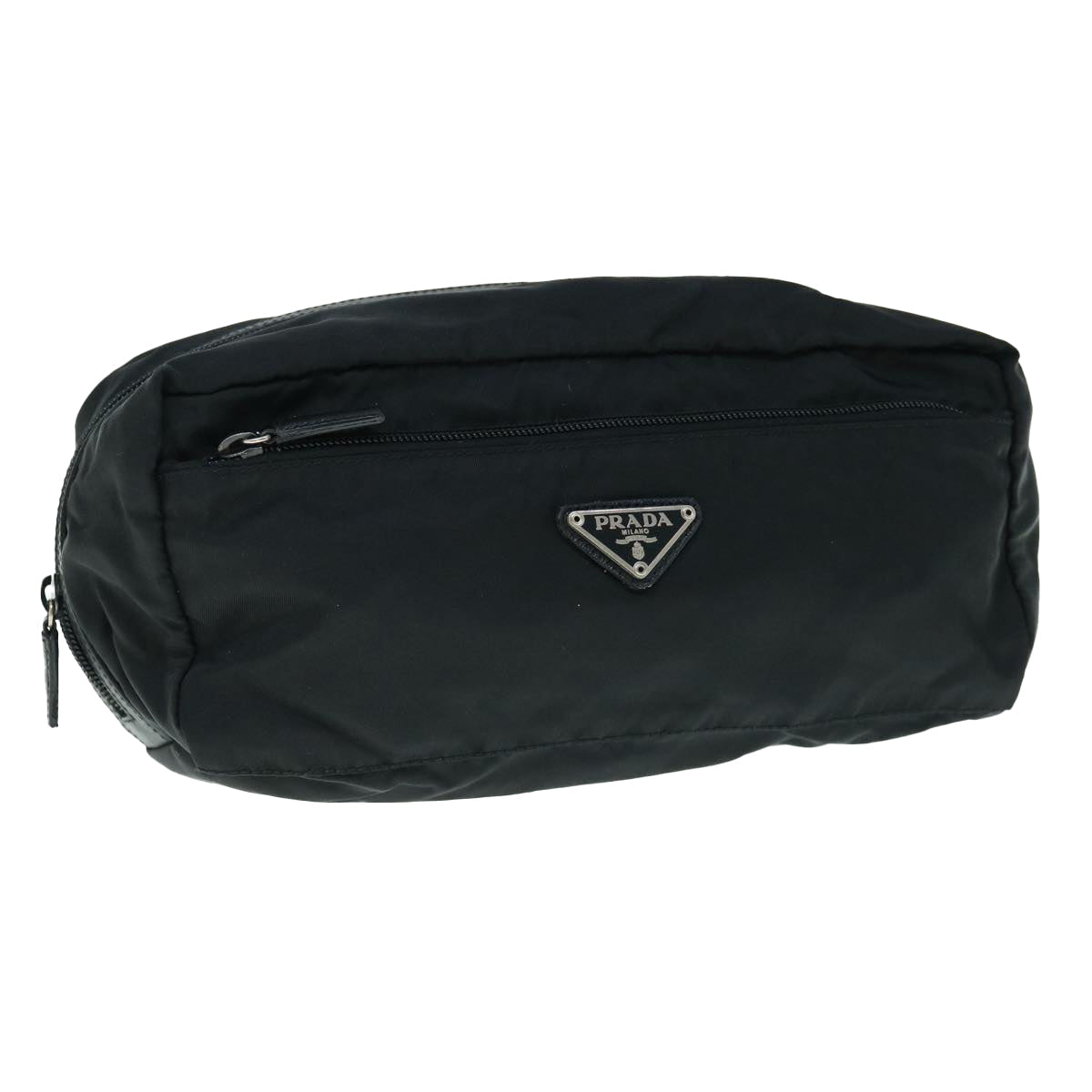 PRADA Clutch Bag Nylon Black Auth