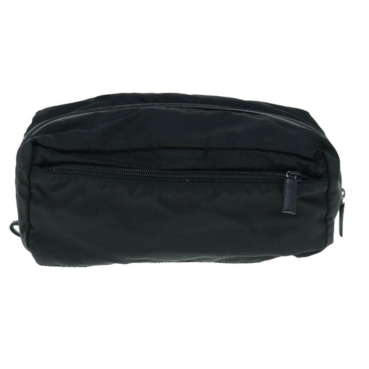PRADA Clutch Bag Nylon Black Auth