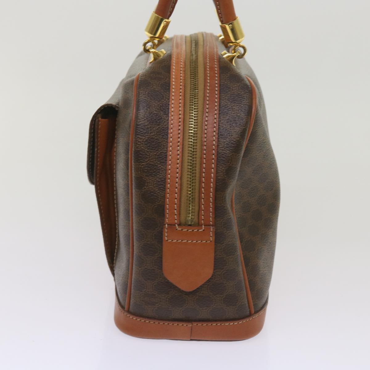 Luxury CELINE Macadam Canvas Hand Bag PVC Brown am5897
