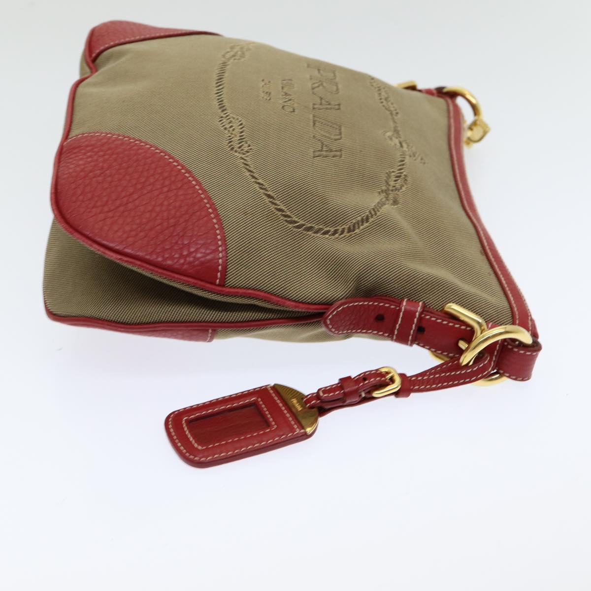 PRADA Shoulder Bag Canvas Beige Auth