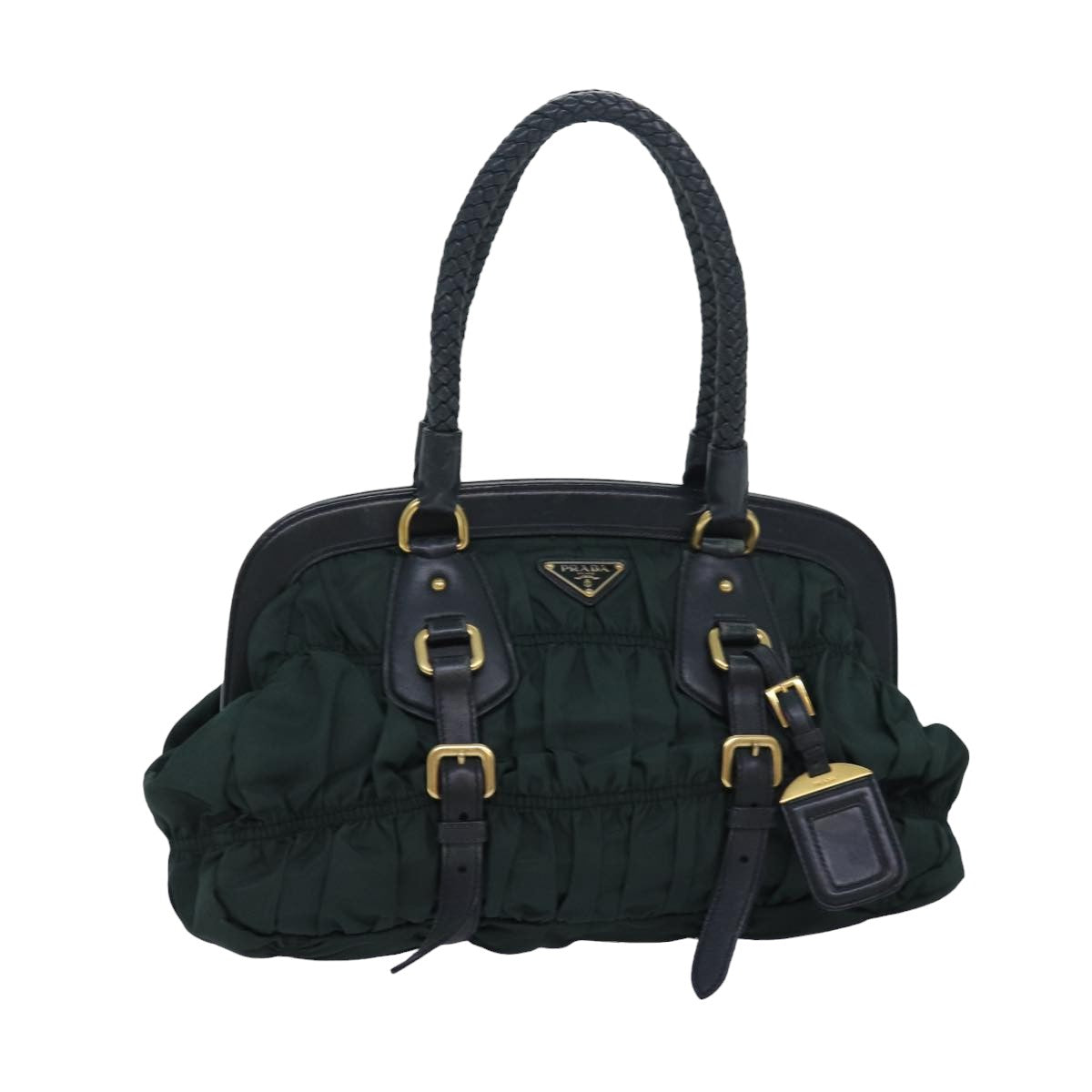 PRADA Hand Bag Nylon Green Auth