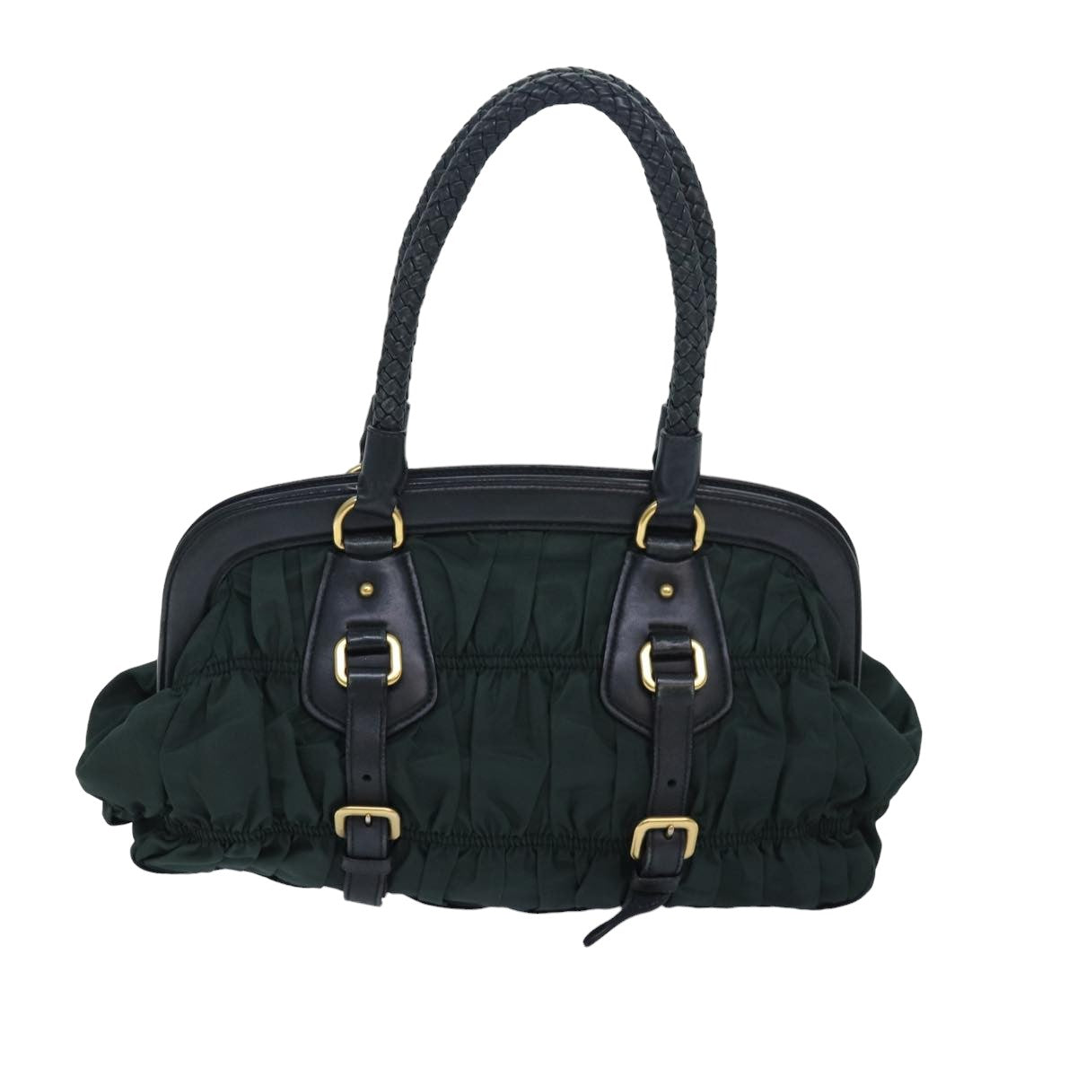 PRADA Hand Bag Nylon Green Auth