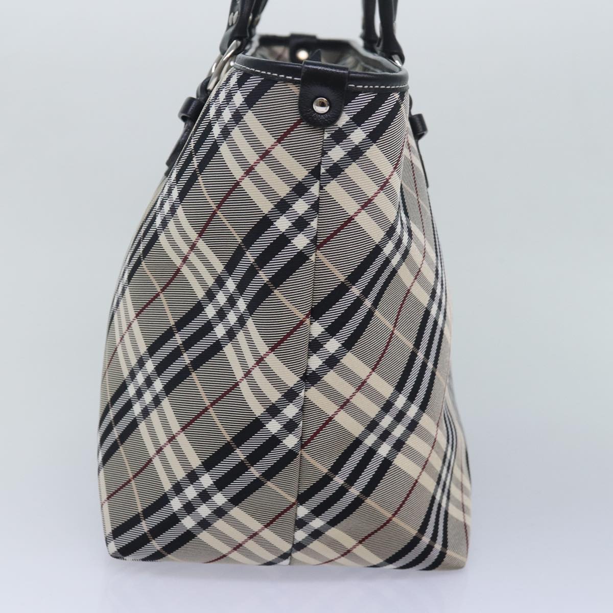 Burberry Nova Check Blue Label Tote Bag Nylon Black Gray Auth am6659
