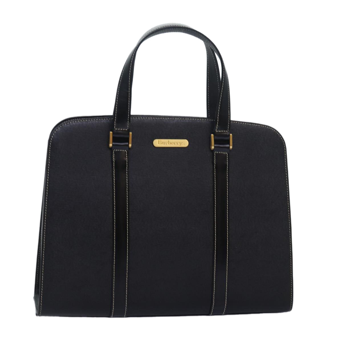 BurberrySs Hand Bag Leather Black Auth am6686