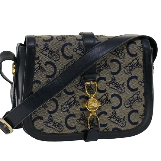 Luxury CELINE C Macadam Canvas Shoulder Bag Navy ar10062