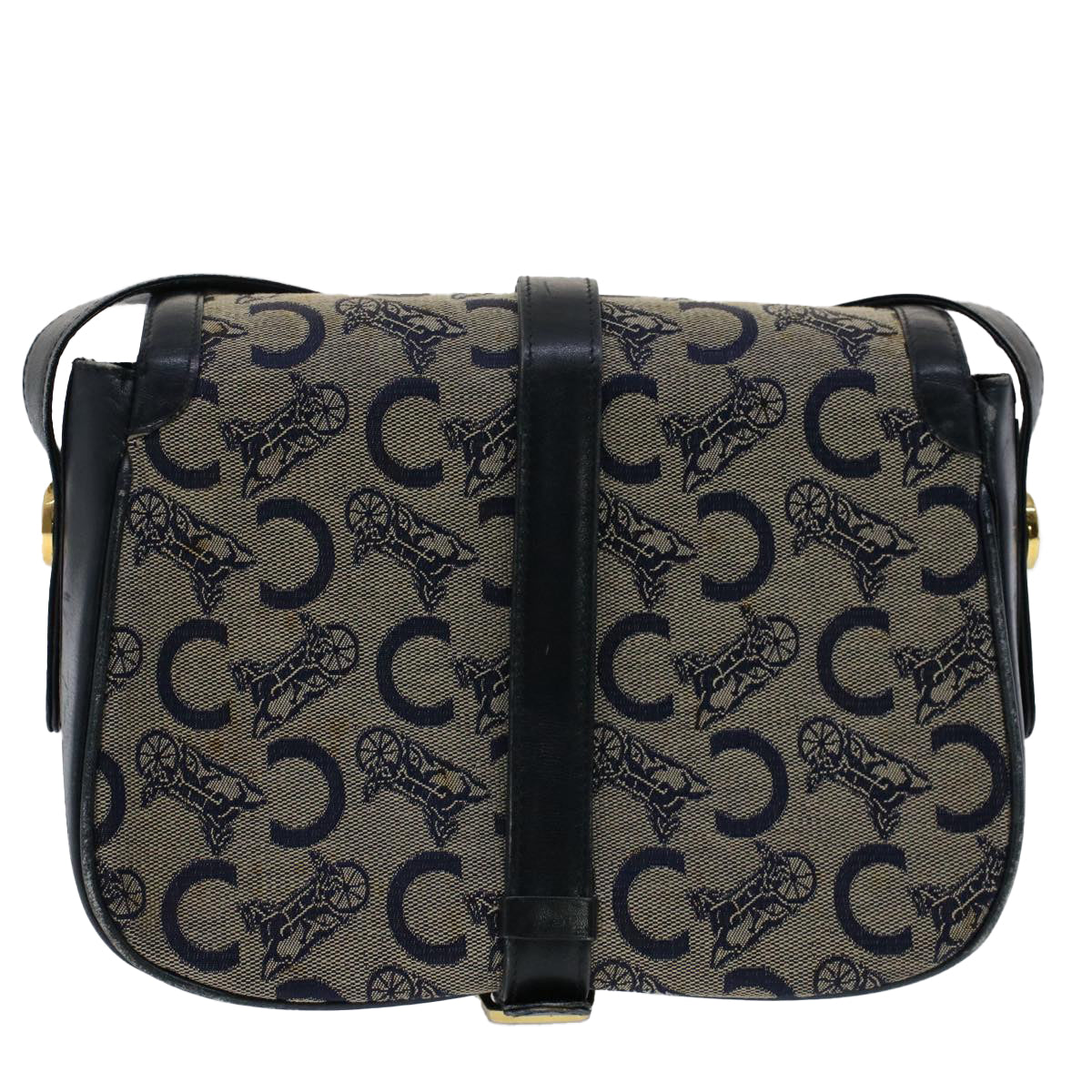 Luxury CELINE C Macadam Canvas Shoulder Bag Navy ar10062