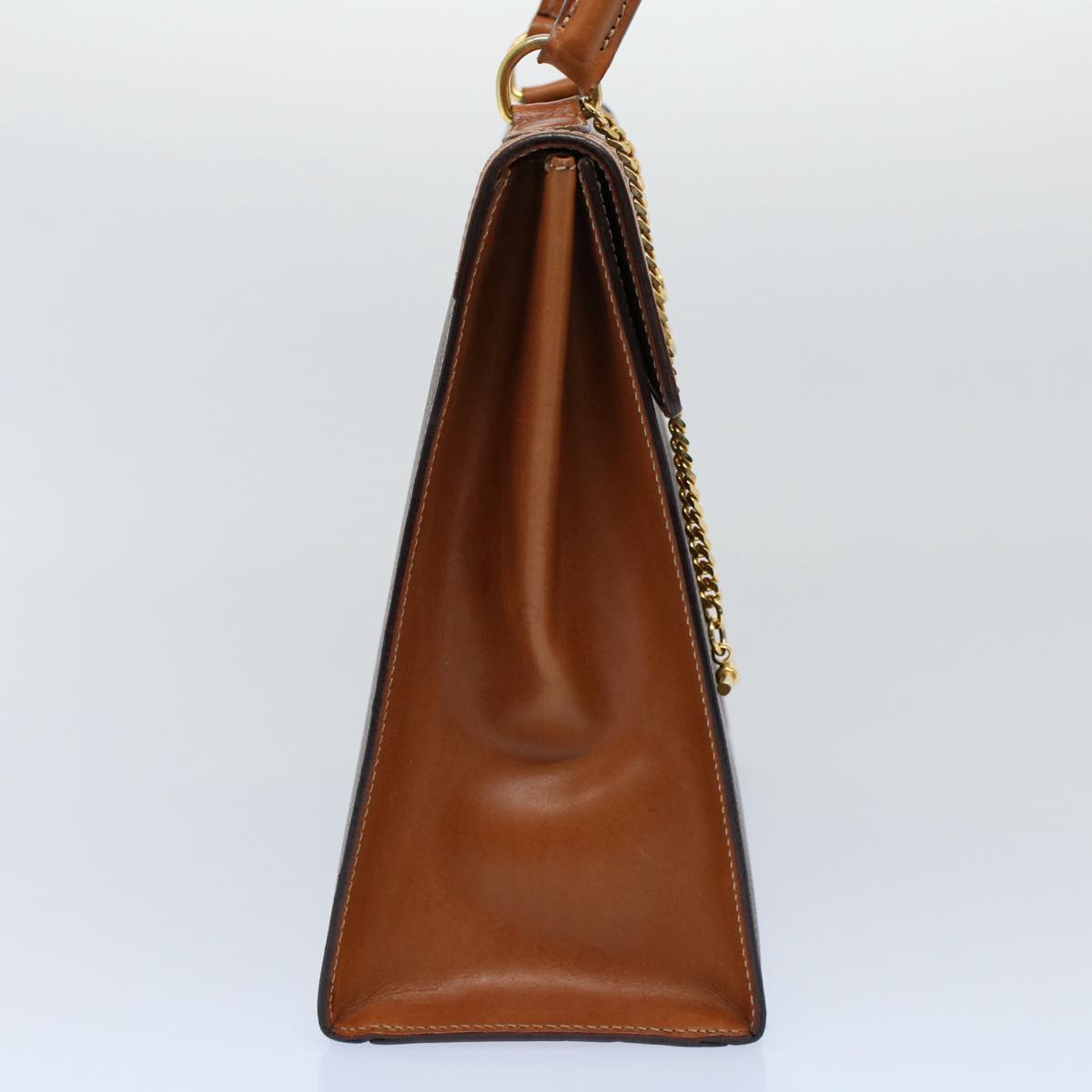 Luxury CELINE Macadam Canvas Hand Bag PVC Leather Brown ar10248