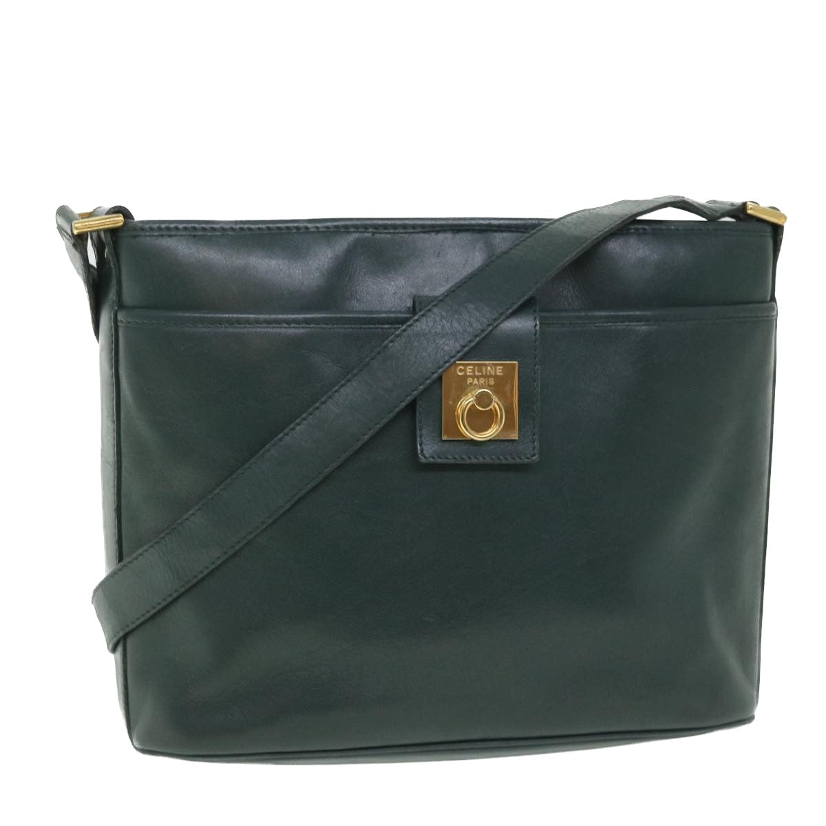 Luxury CELINE Shoulder Bag Leather Green ar10370B
