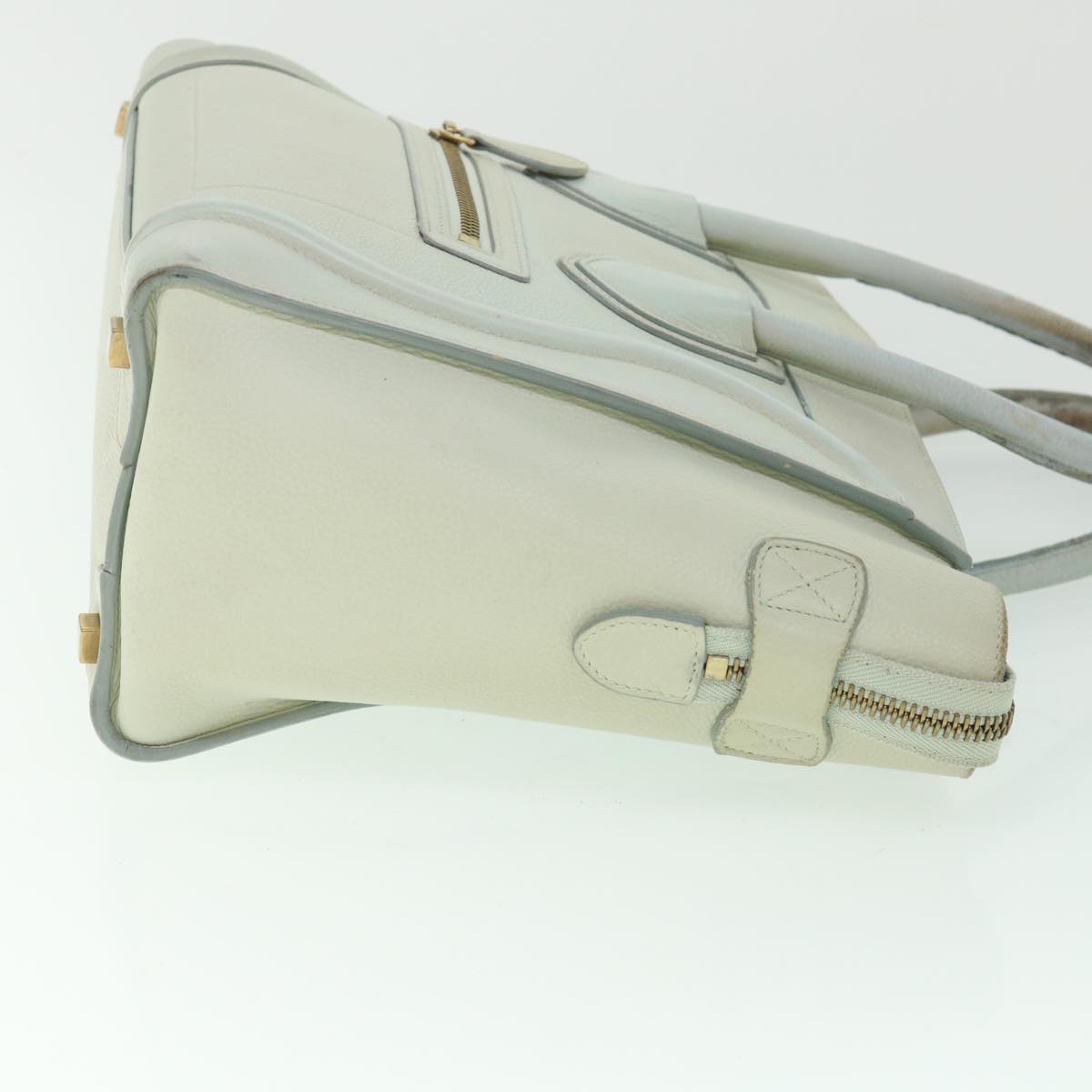 Luxury CELINE Luggage Hand Bag Leather Beige ar10492