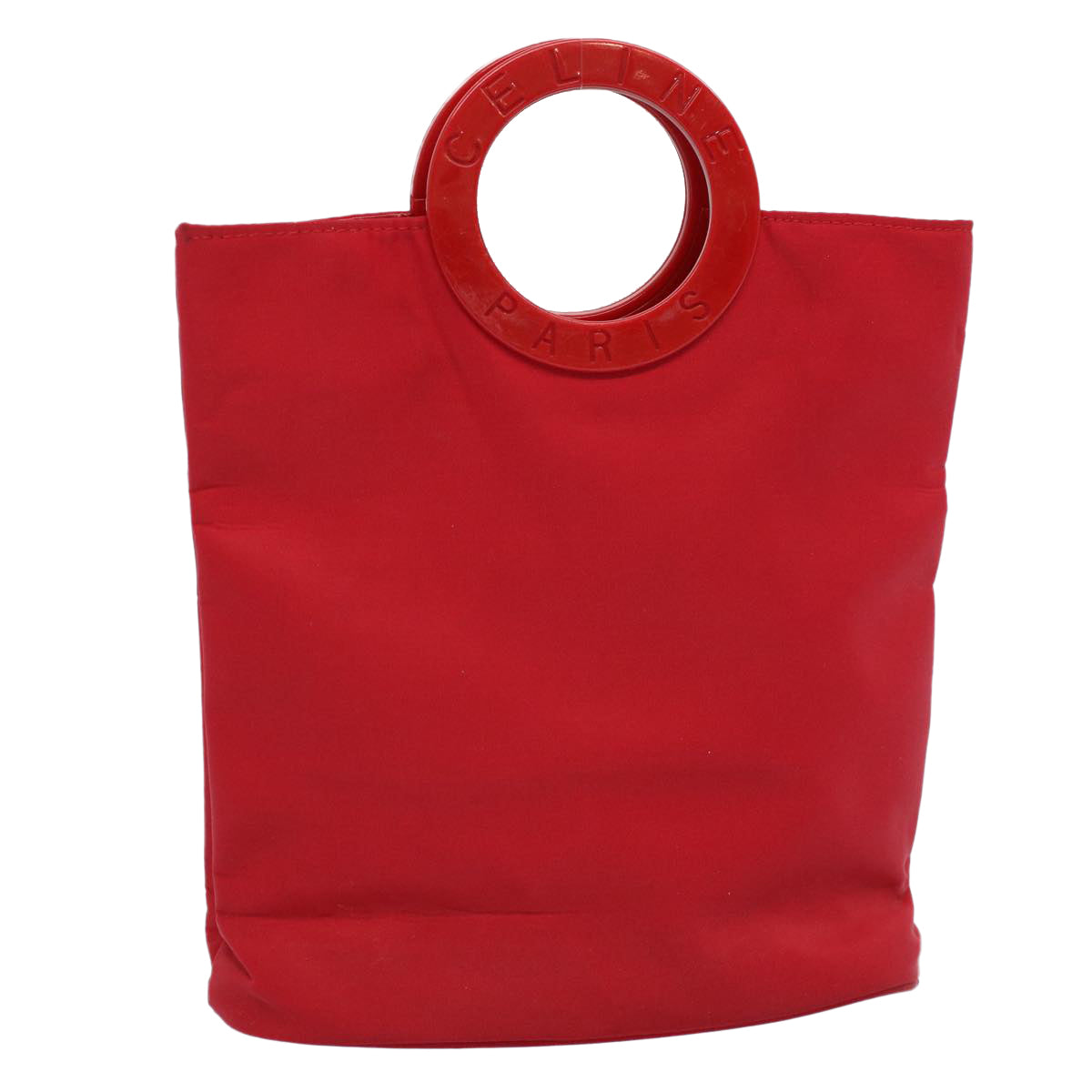 Luxury CELINE Circle Hand Bag Nylon Red ar10732