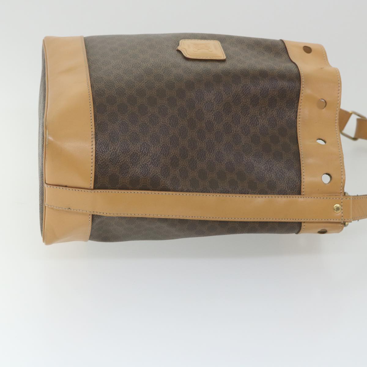 Luxury CELINE Macadam Canvas Shoulder Bag PVC Leather Brown ar10788