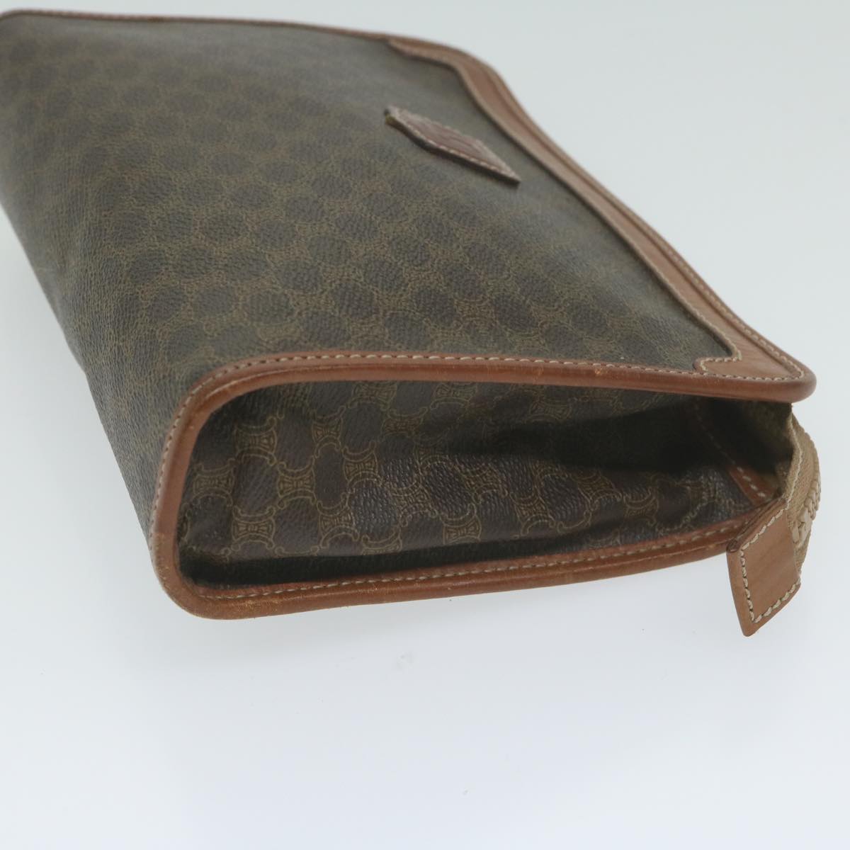 Luxury CELINE Macadam Canvas Clutch Bag PVC Leather Brown ar11021