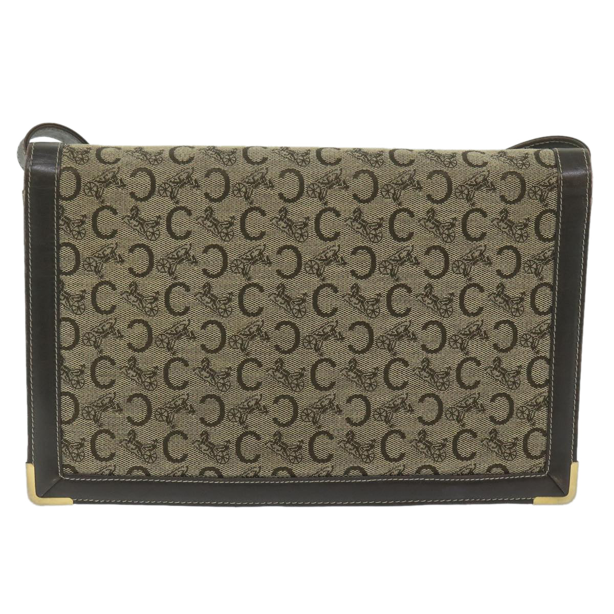 Luxury CELINE C Macadam Canvas Shoulder Bag Beige ar11080