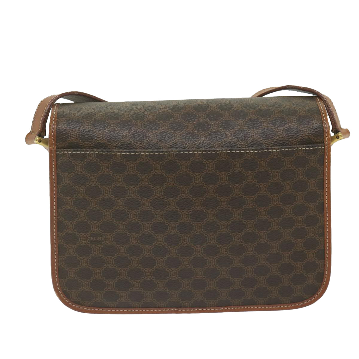 Luxury CELINE Macadam Canvas Shoulder Bag PVC Leather Brown ar11187B