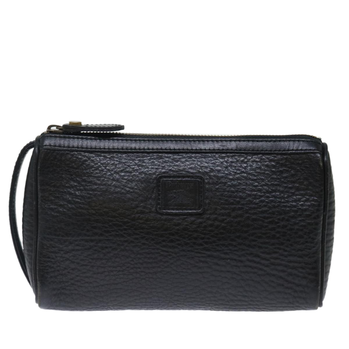 BURBERRYSs Clutch Bag Leather Black Auth ar11739
