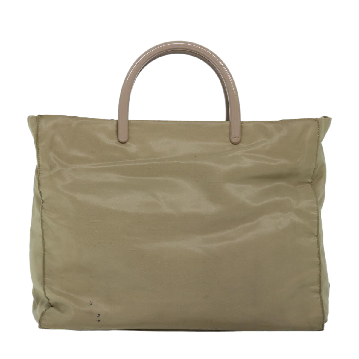 PRADA Hand Bag Nylon Beige Auth ar11788B
