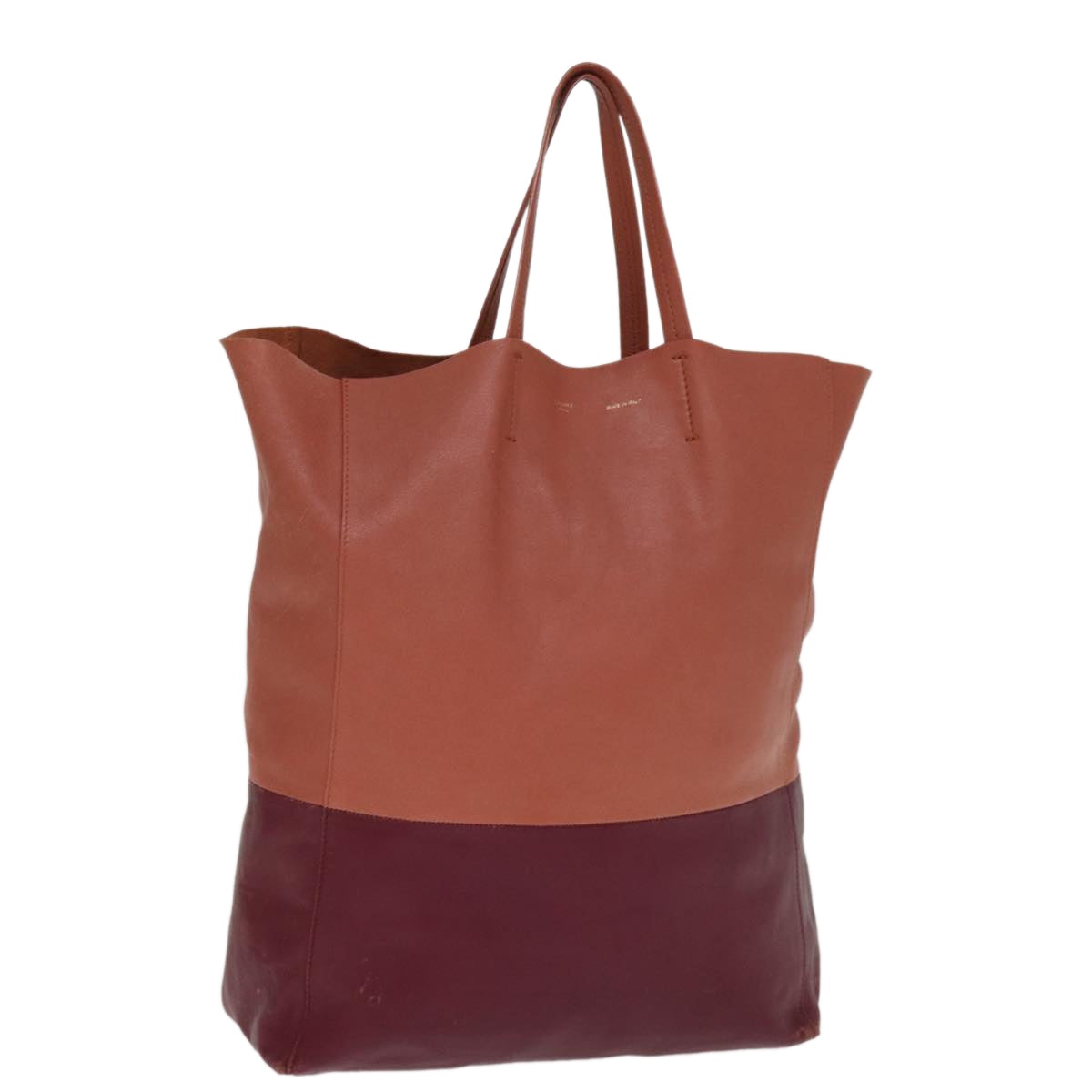 Luxury CELINE Horizontal Cabas Tote Bag Leather Bordeaux Orange ar11846