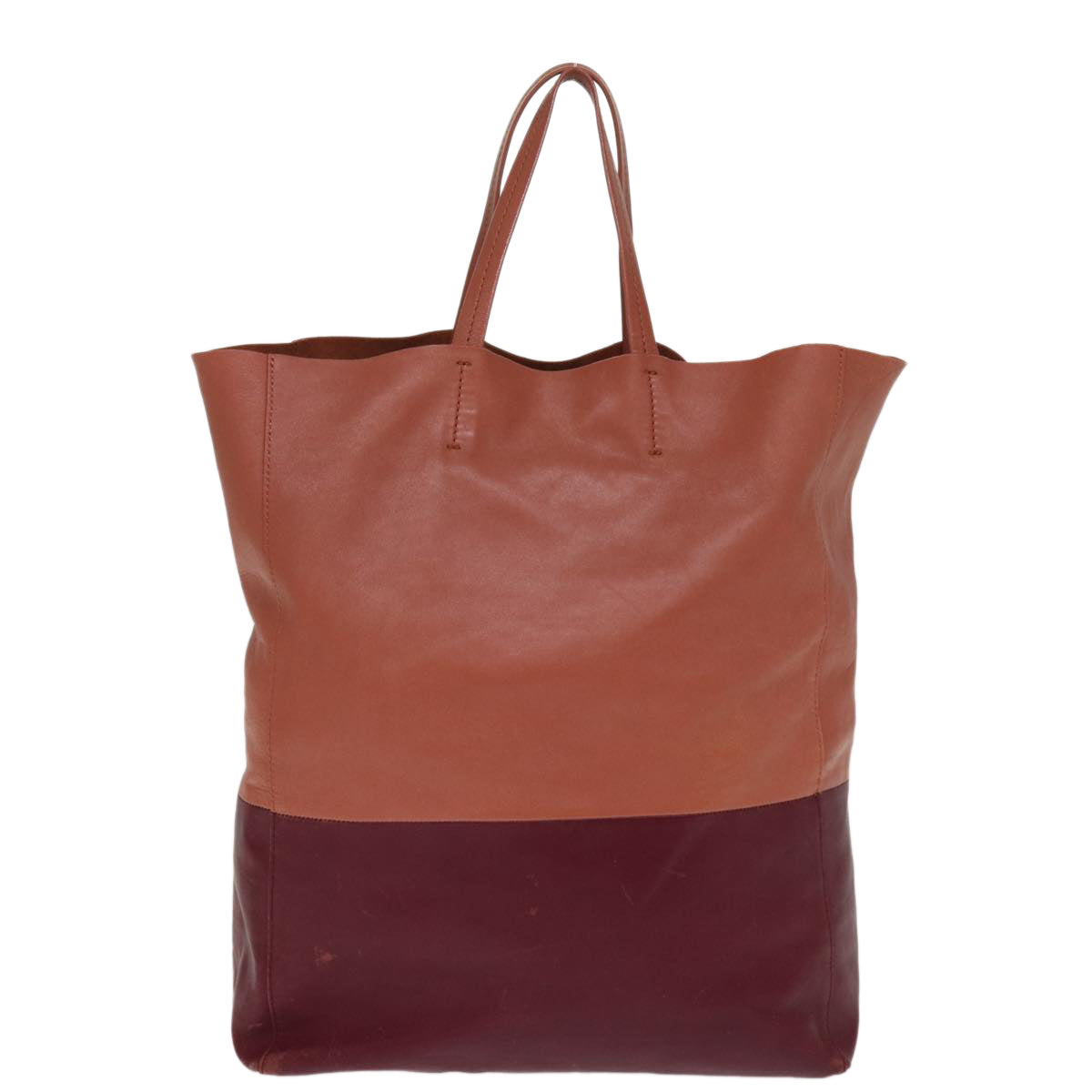 Luxury CELINE Horizontal Cabas Tote Bag Leather Bordeaux Orange ar11846