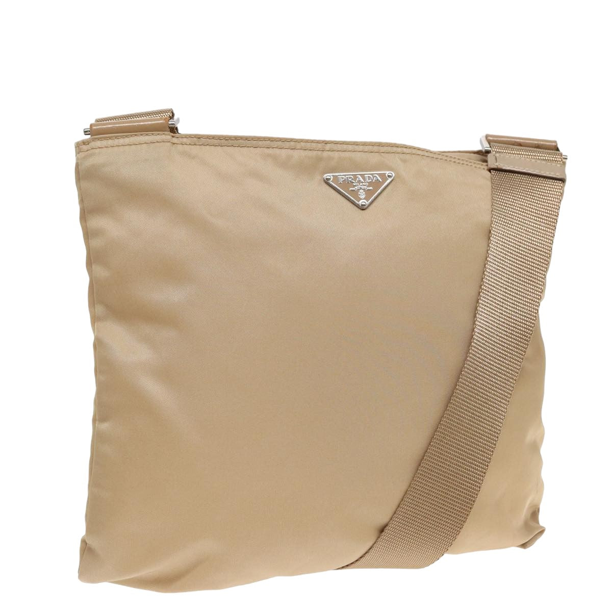 PRADA Shoulder Bag Nylon Beige Auth
