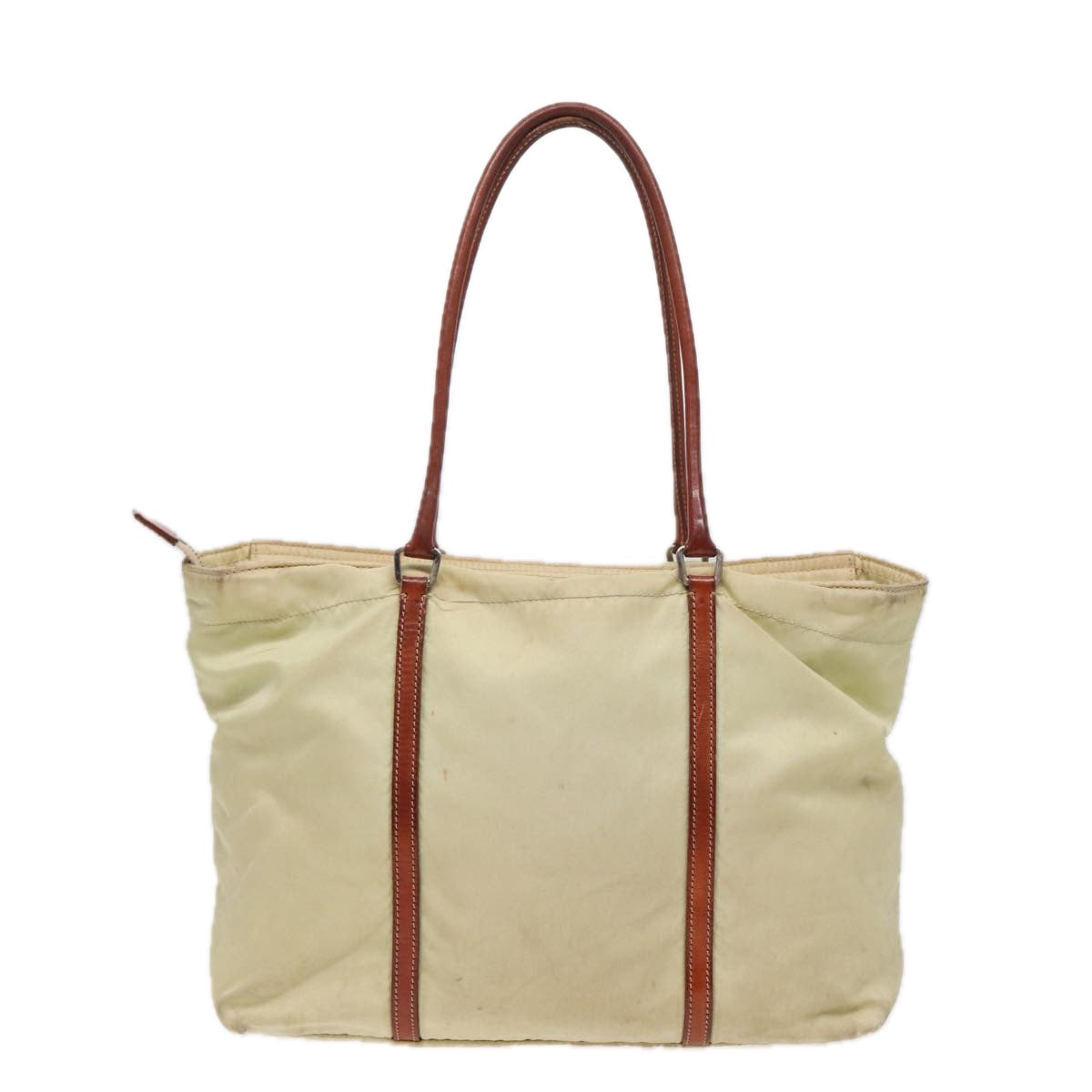 PRADA Tote Bag Nylon Beige Auth