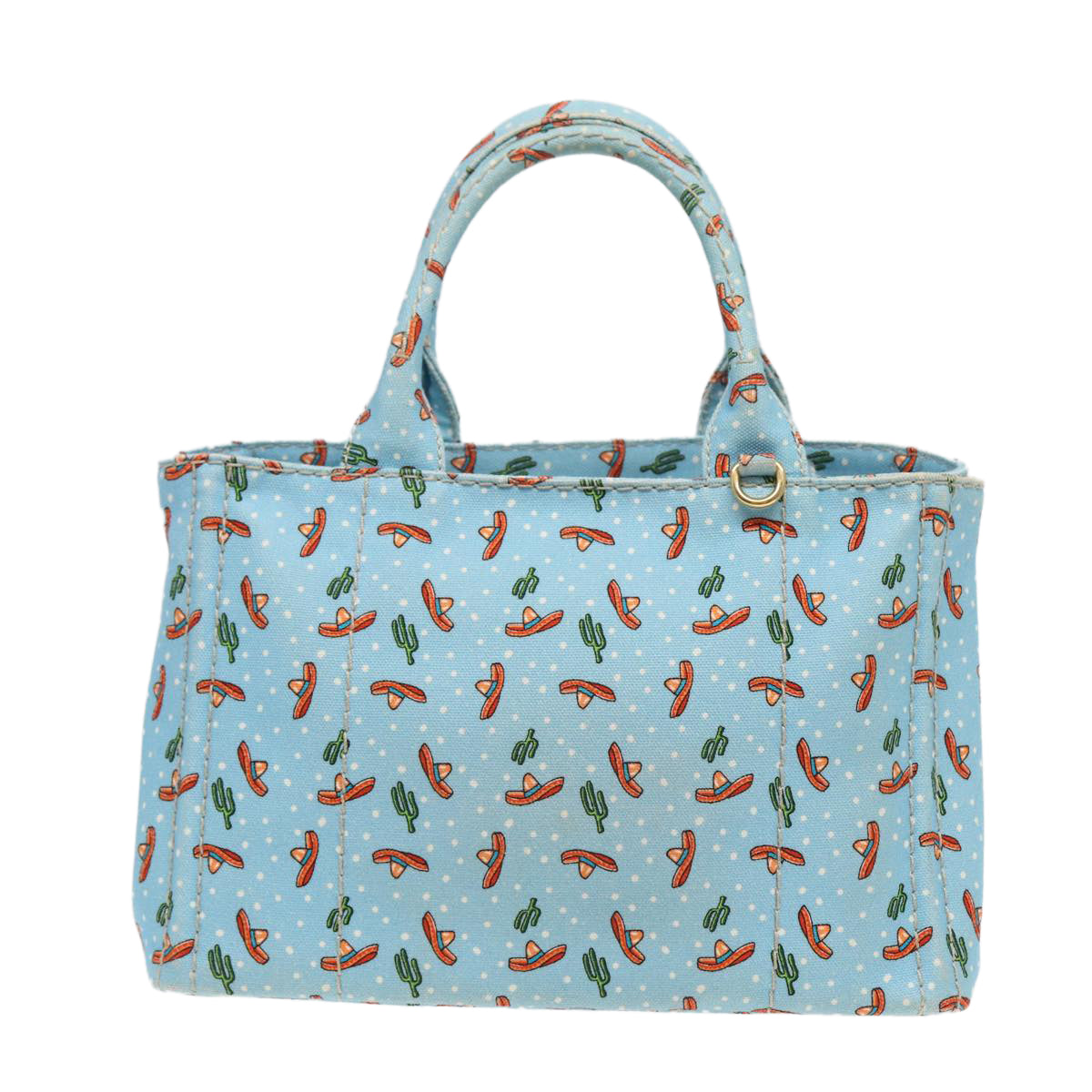 PRADA Canapa PM Hand Bag Canvas 2way Blue Auth