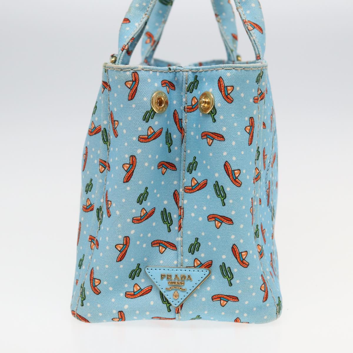 PRADA Canapa PM Hand Bag Canvas 2way Blue Auth