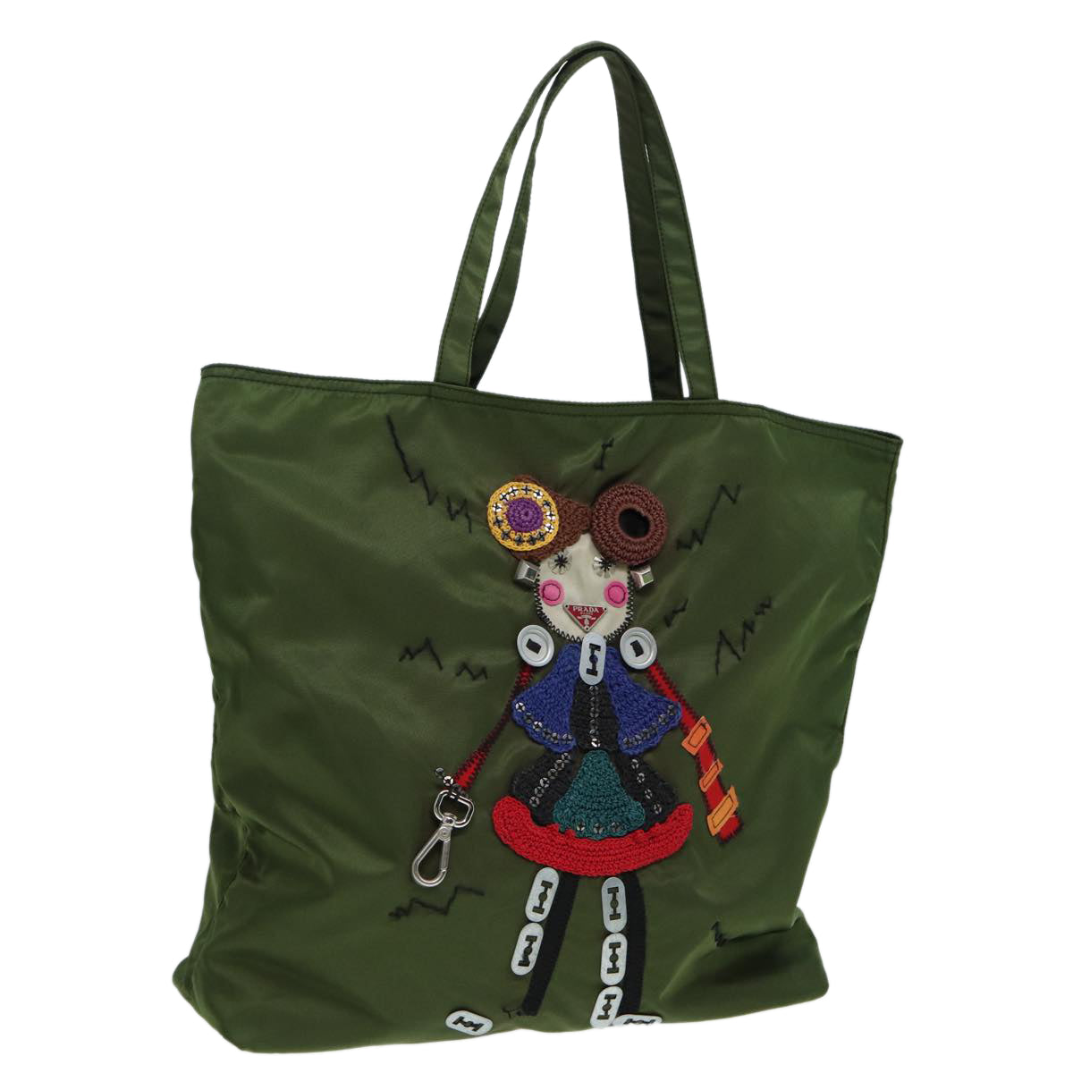 PRADA Tote Bag Nylon Khaki Auth