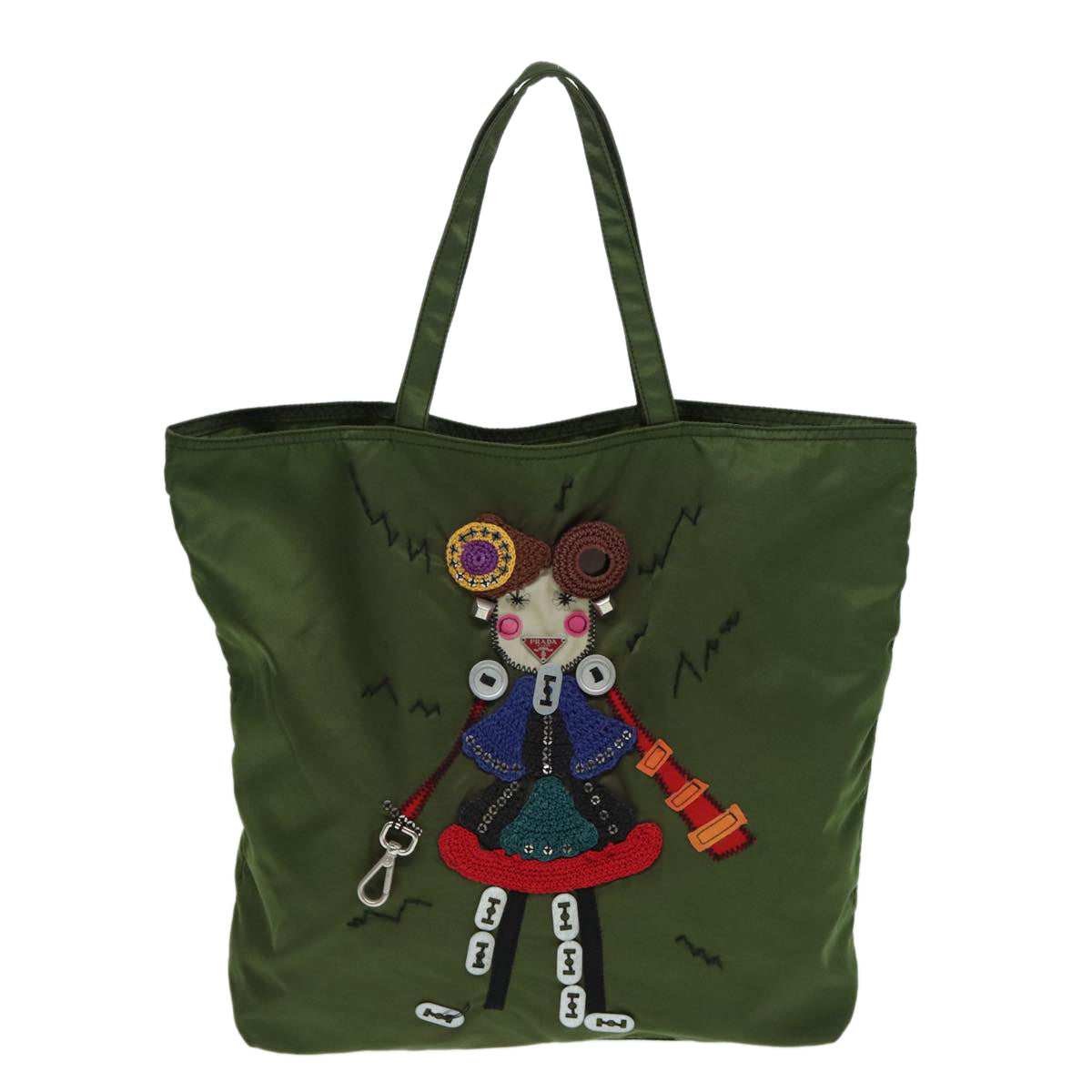 PRADA Tote Bag Nylon Khaki Auth