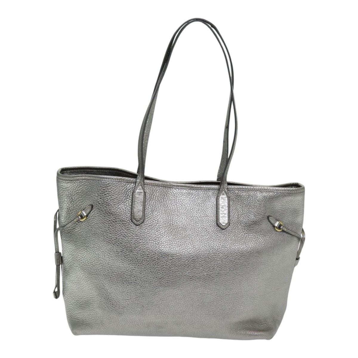 PRADA Tote Bag Leather Gold Tone Auth