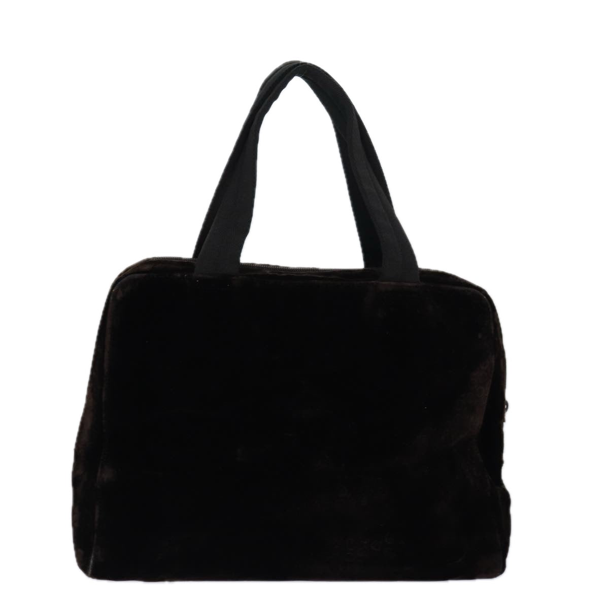 PRADA Hand Bag Velor Brown Auth