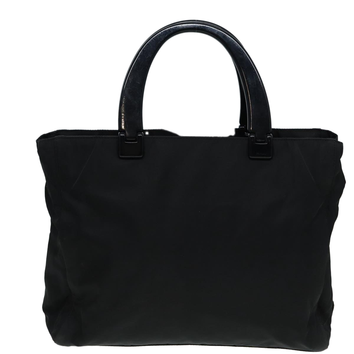 PRADA Hand Bag Nylon Black Silver Auth
