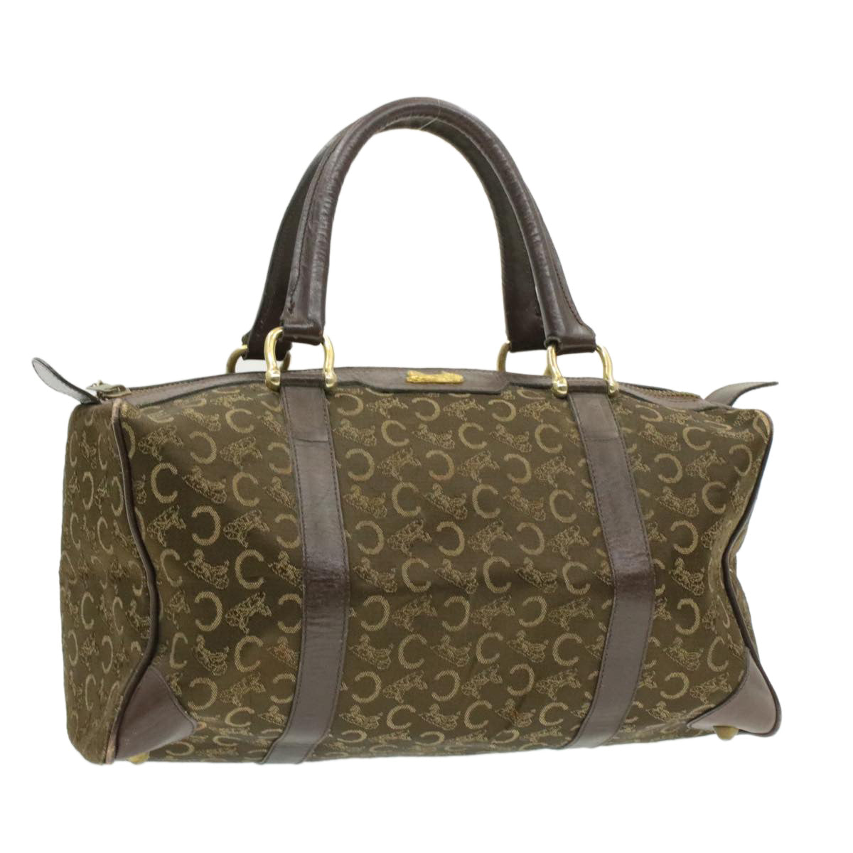Luxury CELINE C Macadam Horse Carriage Canvas Hand Bag Brown ar2957