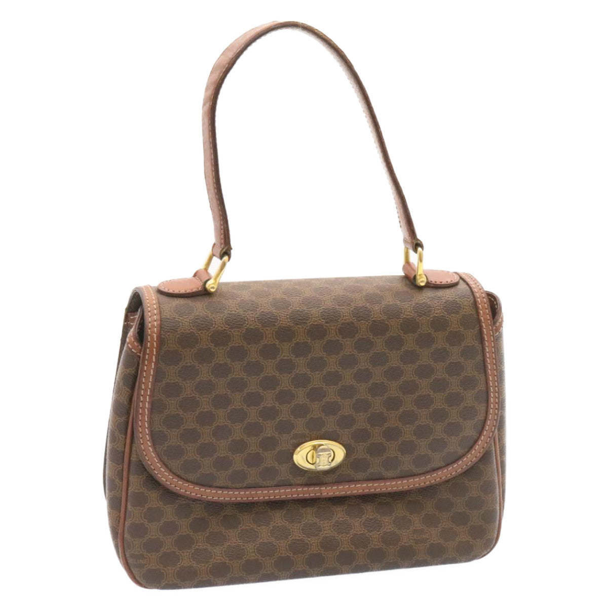 Luxury CELINE Macadam Canvas Hand Bag Brown ar5139