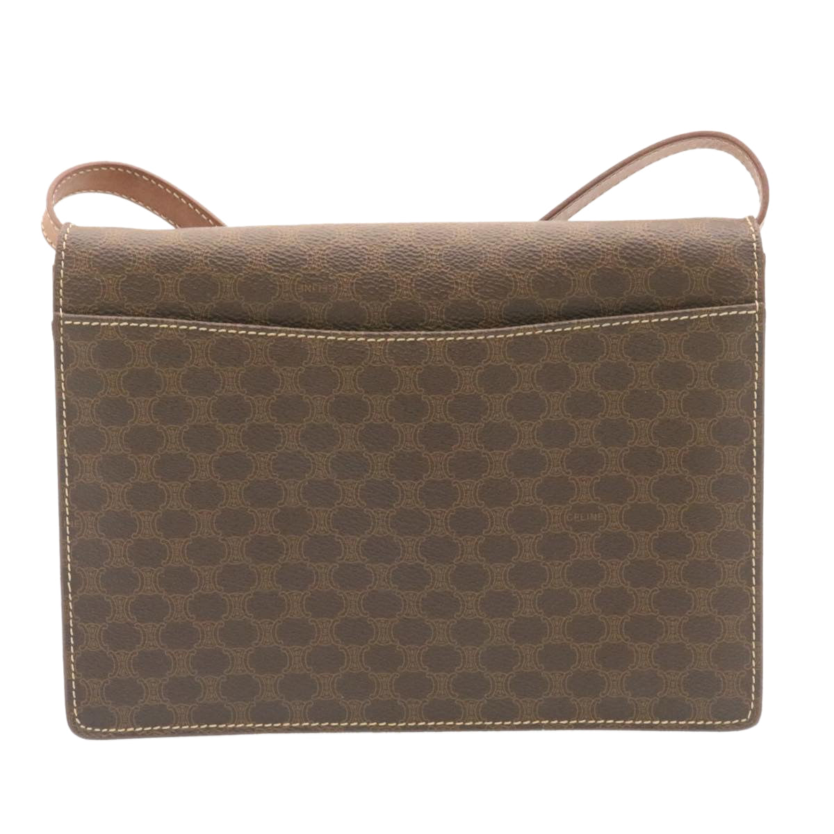 Luxury CELINE Horse Carriage Macadam Canvas Shoulder Bag Brown ar6197