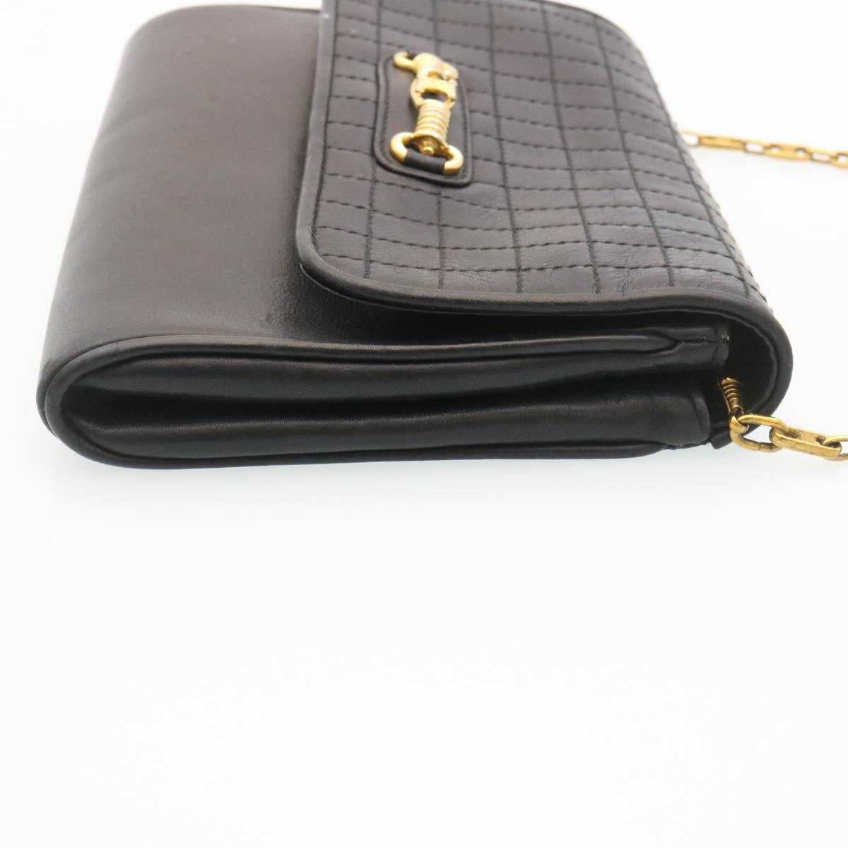 Luxury CELINE Chain Shoulder Bag Leather Black ar6324