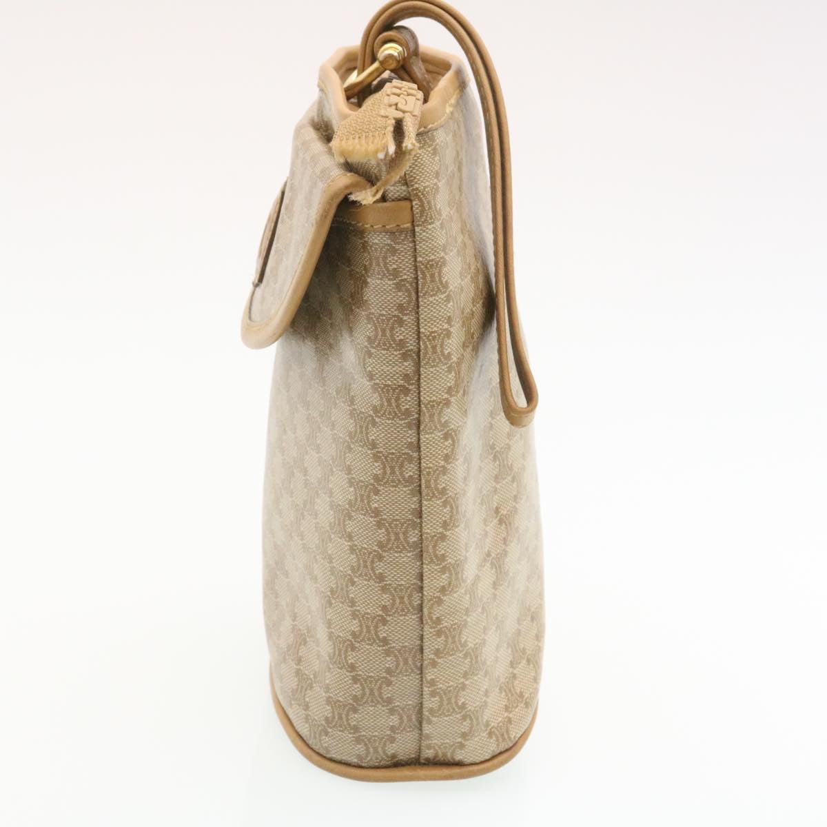 Luxury CELINE Macadam Canvas Pouch PVC Leather Beige ar6336