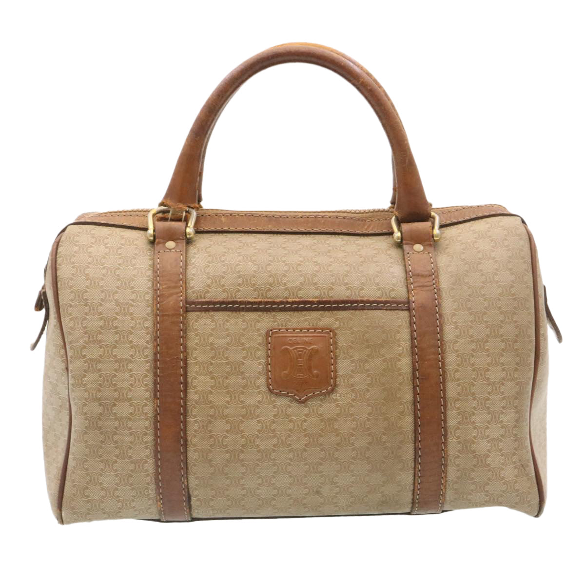 Luxury CELINE Macadam Canvas Hand Bag Boston Bag 2Set Brown Beige ar6340