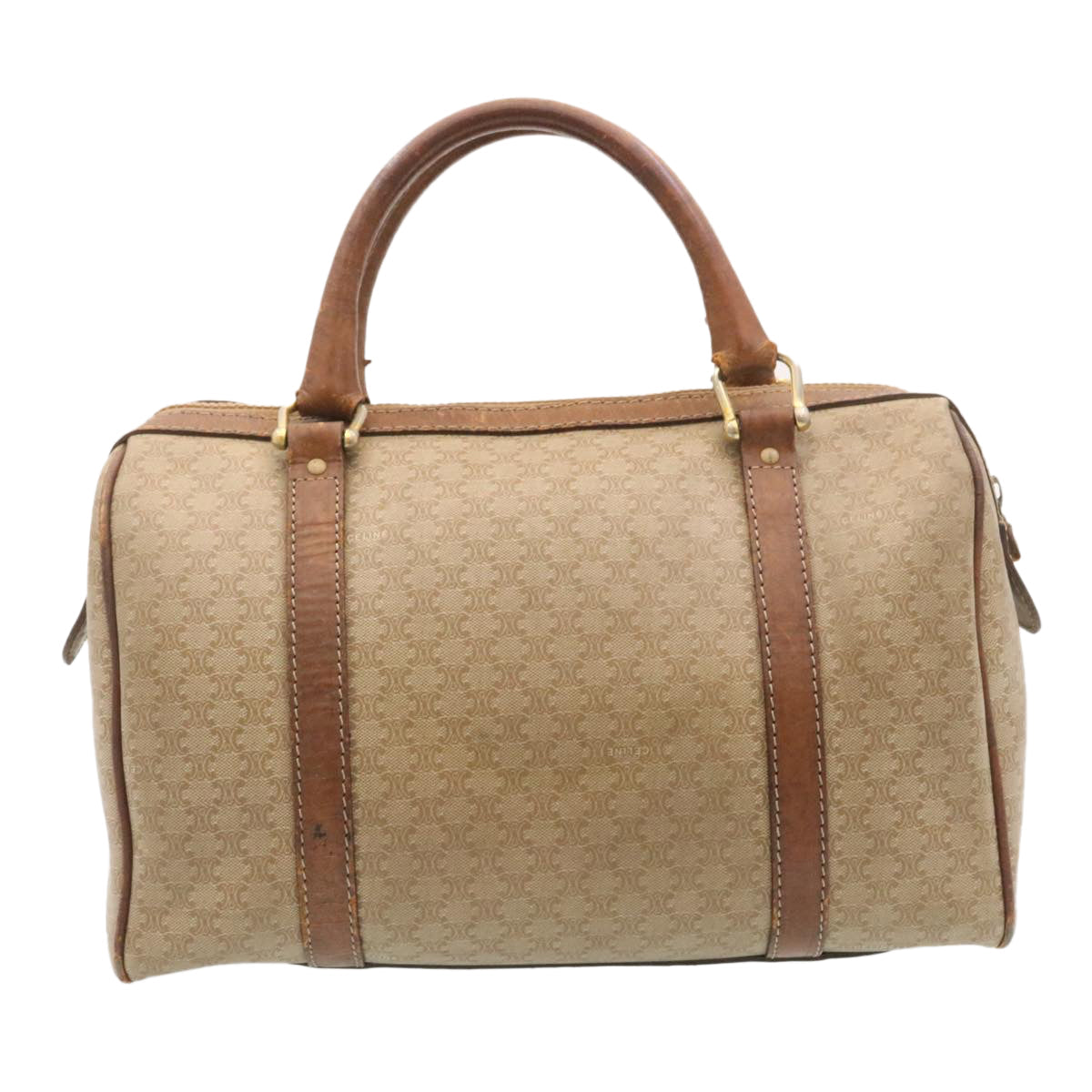 Luxury CELINE Macadam Canvas Hand Bag Boston Bag 2Set Brown Beige ar6340