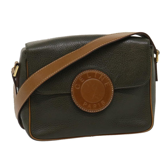Luxury CELINE Shoulder Bag Leather Gray Brown ar6880