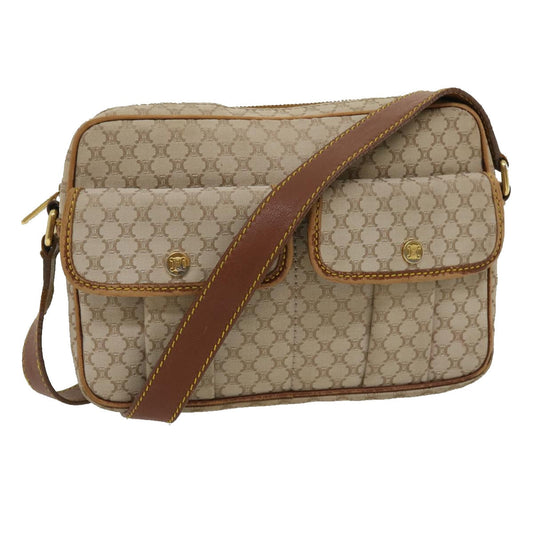 Luxury CELINE Macadam Canvas Shoulder Bag Beige Brown ar7069